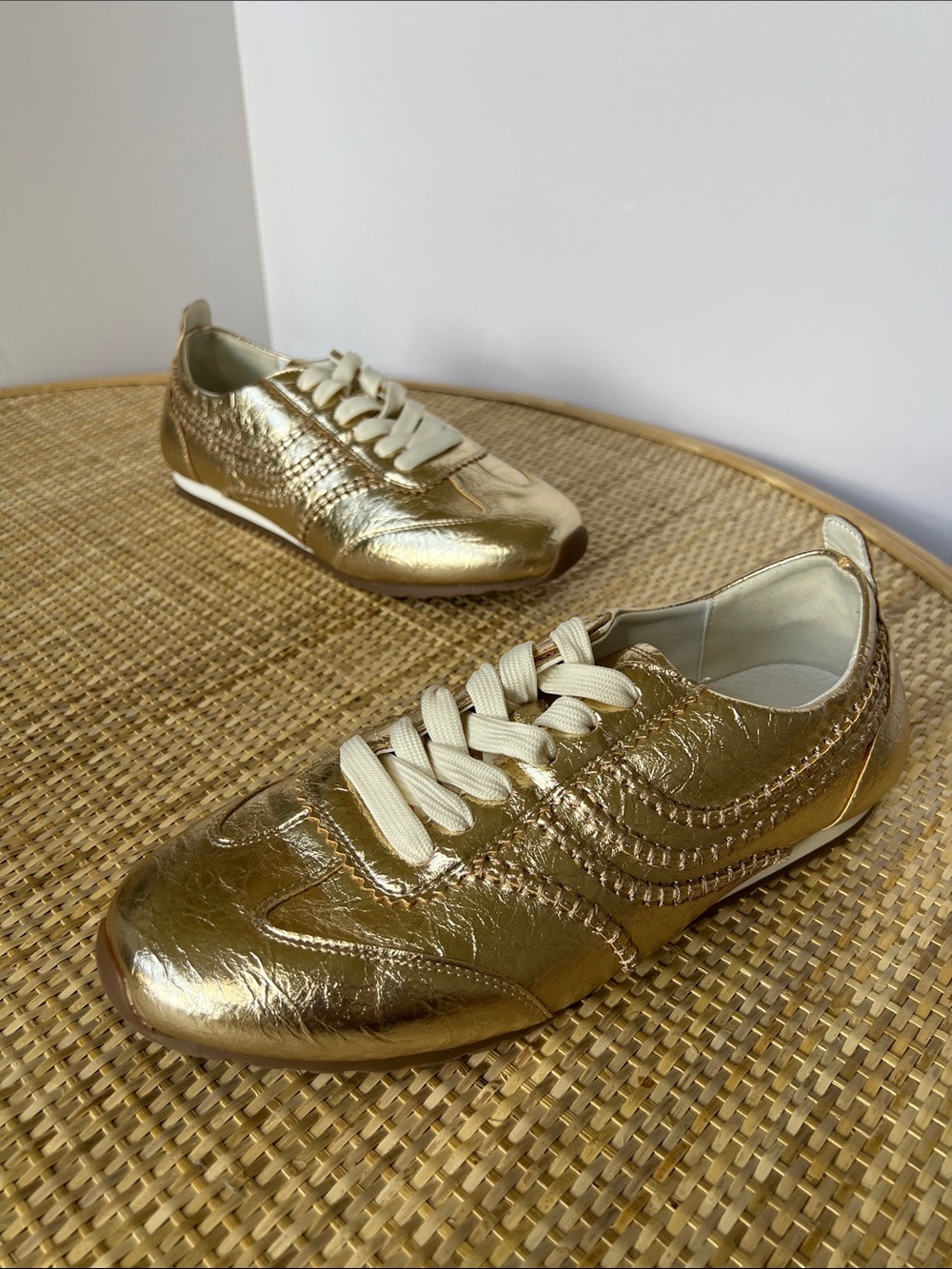 Project Cloud Monica Sneakers low profile metallic gold retro old money women 11